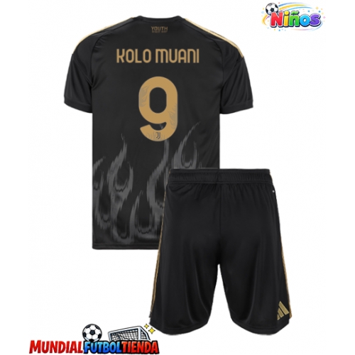 Camiseta Juventus Randal Kolo Muani #9 Tercera Equipación Replica 2026-27 para niños mangas cortas (+ Pantalones cortos)